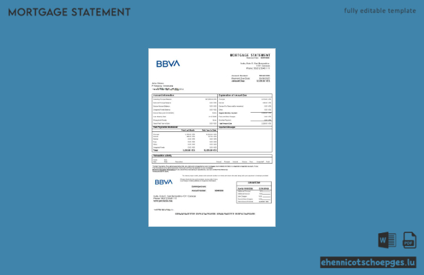 Beispielansicht eines Hypothekenauszugs der BBVA Bank Venezuela in Word- und PDF-Formaten